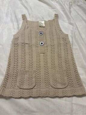 Matilda Jane Cream Knit Sleeveless Dress with Button Detail